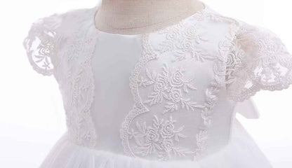 Baby Girl White Christening Dress with Hood Newborn Christening Dress Lace Dress for Wedding Birthday