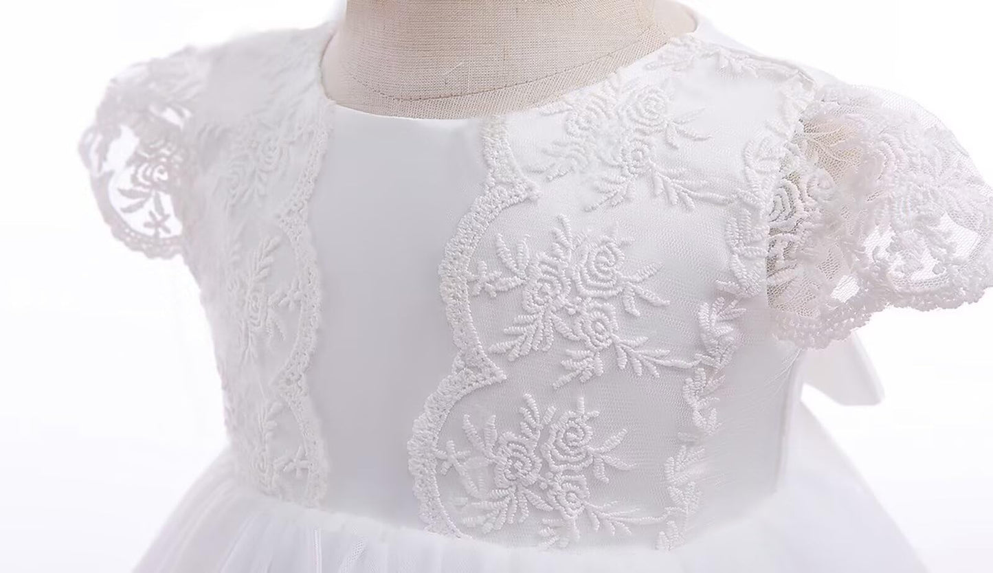 Baby Mädchen Weiße Taufe Kleid mit Kapuze Neugeborene Taufe Kleid Spitze Kleid für Hochzeit Geburtstag