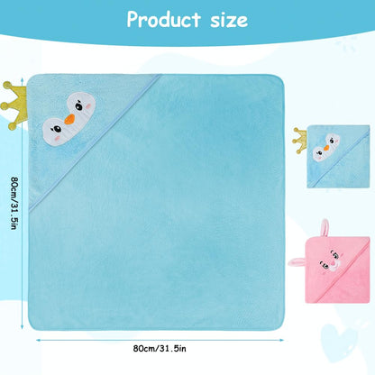 Aolso Hooded Towel Baby, 80 x 80 cm Baby Towel Hood, Baby Wash Cloth, Coral Fleece Baby Towel with Hood for Newborns, Soft and Super Absorbent, Unisex (Grey Elephant)