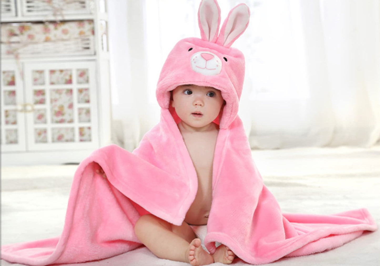 Doladola Baby Decke Babys Tier Design，Flanell Kinder Decke Kapuzenhandtuch für Mädchen und Jungen，Baby Kapuze Badeponcho Kinder Warm（gelbe Ente）