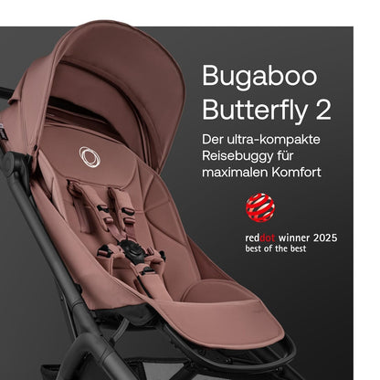Bugaboo Butterfly 2 Reisebuggy Set – leichter, faltbarer Kinderwagen mit Sicherheitsbügel & Regenabdeckung – Handgepäckgröße, mit Liegefunktion – ab 6 Monaten bis 4 Jahre – Dusty Pink