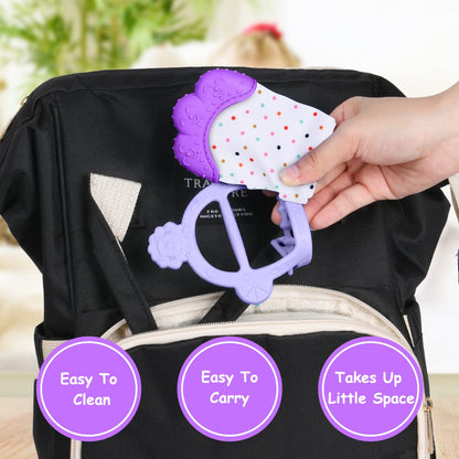 Vicloon Baby Beißhandschuhe mit Beißring Spielzeug, Weicher Beissring Baby,BPA Frei,Beruhigen Sie wundes Zahnfleisch,Handschuhe Beißring Spielzeug für 0-6 Monate Baby-Blau