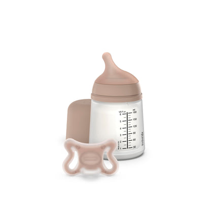 Suavinex, Anti-Colic Babyflasche Zero Zero,mit mittlerem Silikonsauger (M), für Babys ab 3 Monaten, Empfohlen für gestillte Babys und Flaschennahrung, 270 ml, Deep - Meloni2