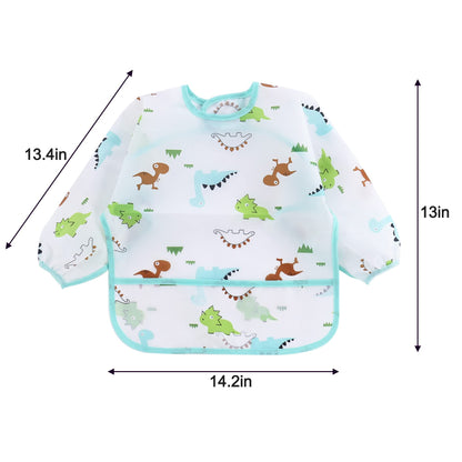 PandaEar Waterproof Baby Bibs with Long Sleeves, 3 Pack Washable Baby Bibs Feeding Bibs with Sleeves for 12-48 Months Children Eating Crafting Painting Art Craft Painting 