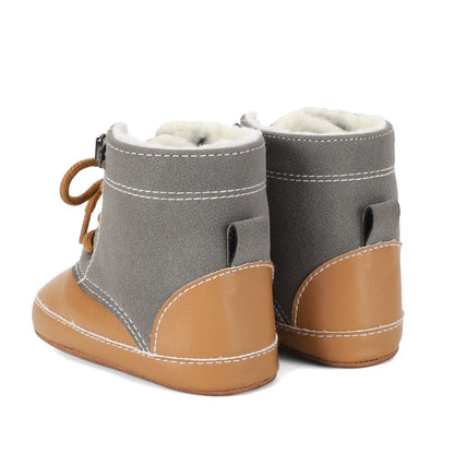 LACOFIA Baby Boys Cowboy Winter Boots Toddler Non-Slip Laces Snow Boots