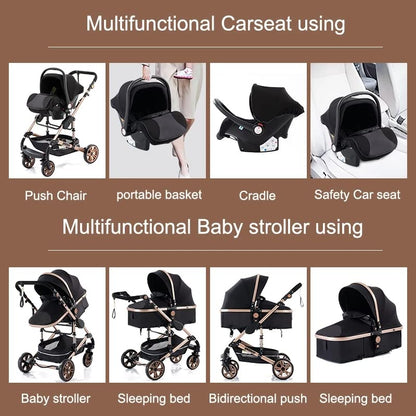 YAZOCO Kinderwagen 3 in 1 Buggy Babybett Komplett Set mit einem Klick Zusammenklappbarer Kinderwagen, KombiKinderwagen Aluminiumrahmen für Neugeborene Sitzzubehör - Meloni2