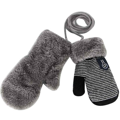 AIDIER Baby Winter Fäustlinge Gestrickte Handschuhe mit Fleece gefüttert Hang Neck Fäustlinge für Baby Jungen Mädchen 6 Monate-3 Jahre