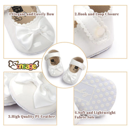 Sonsage Babyschuhe Mädchen Bowknot Mary Jane mit rutschfester Sohle für Hochzeiten und ersten Gehversuche
