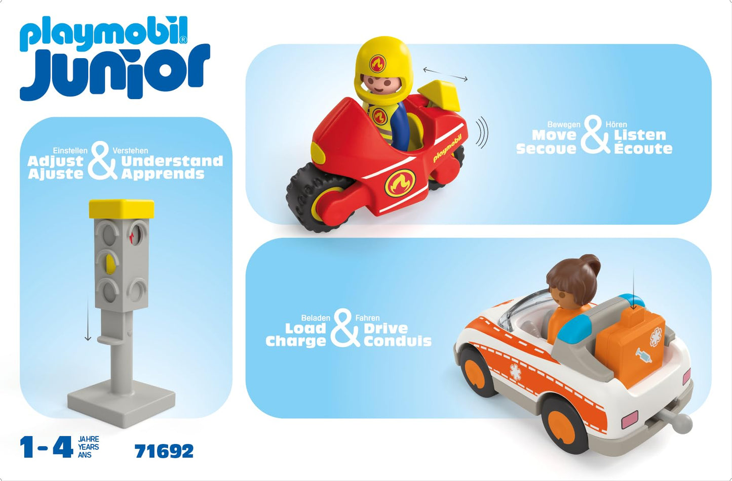 PLAYMOBIL Junior Heroes of Everyday Life Sustainable Toy for Children from 1 Year Including Doctor, Firefighter and Policeman, 71692