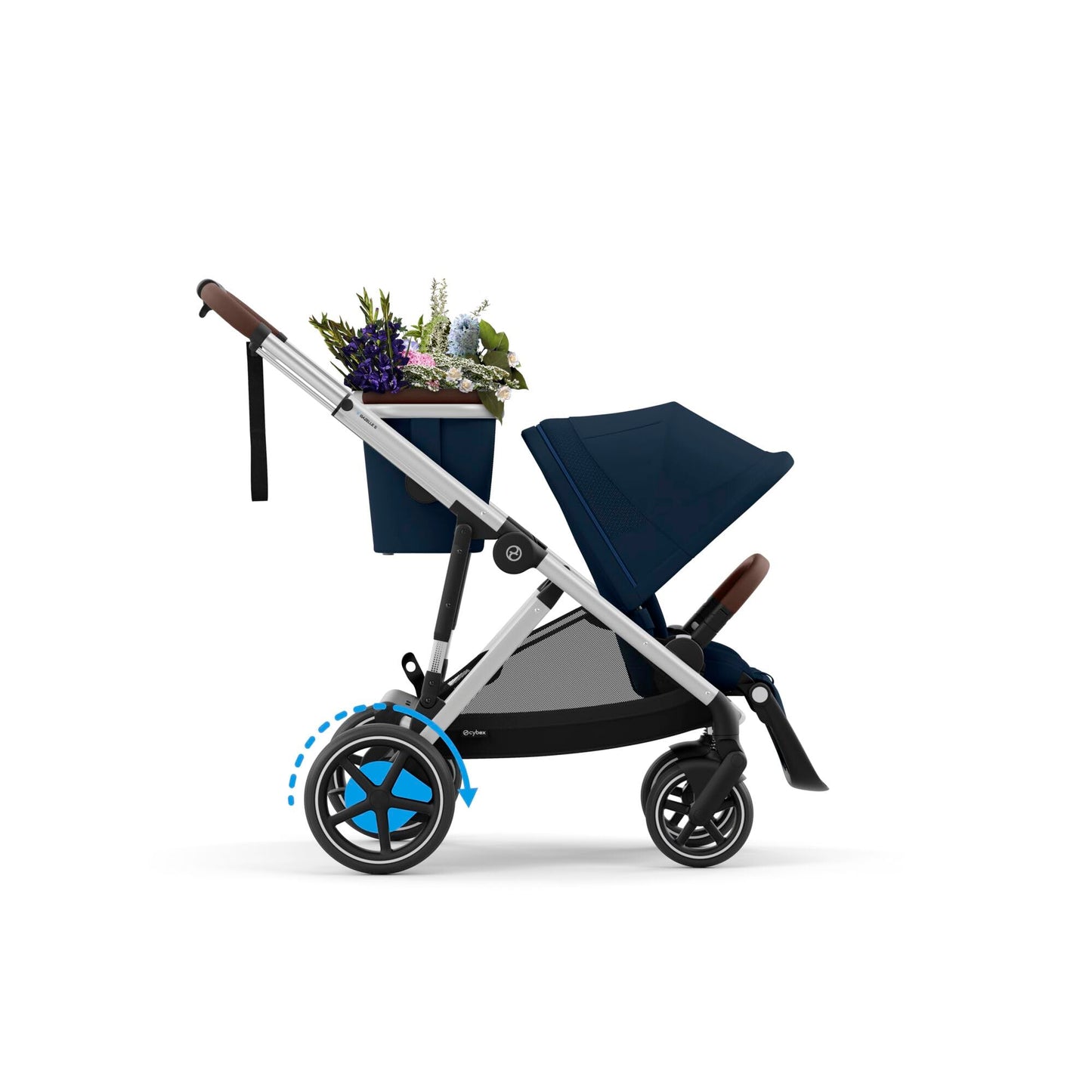CYBEX Gold Kinderwagen e-GAZELLE S, Ab Geburt bis ca. 4 Jahre, Max. 22 kg (Single-Modus) / 2x 22 kg (Duo-Modus), All-in-1-System mit E-Antrieb und 20+ Konfigurationen, Stone Grey