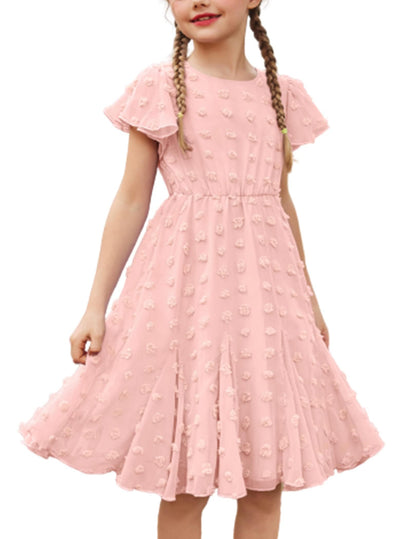 Flypigs Kleid Mädchen Festlich Hochzeit Party Kurzarm Sommer Freizeitkleid Prinzessin Chiffon Kleider Kinder Teenager Kleidung 3-12 Jahre