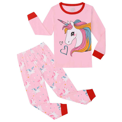 Girls' Unicorn Children's Pyjamas Cotton Long Sleeve Winter Pyjamas Two Piece Size 3-13 Years