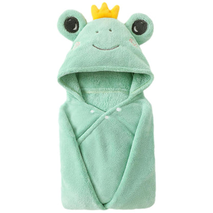 Daelesr Hooded Bath Poncho for Kids, Poncho Towel Toddler New Born Baby Towel 85 x 150cm, Baby Bath Towels for Boys Girls (Green Frog) 