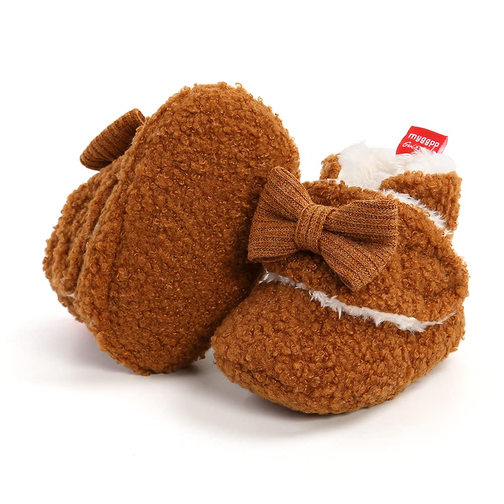 Sehfupoye Toddler Baby Boys Girls Cotton Booties Shoes Striped Soft Sole Newborn First Hiking Shoes Warm Fleece Boots 0-18M