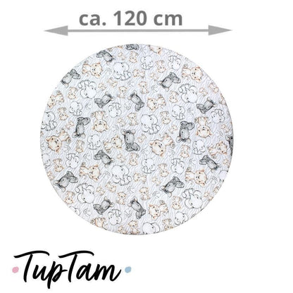 TupTam Krabbeldecke für Baby 120x120 cm - Gepolsterte Spieldecke Baby Baumwolle, XXL, OEKO-TEX, Weich & Hautfreundlich, Farbe: Wald/Beige