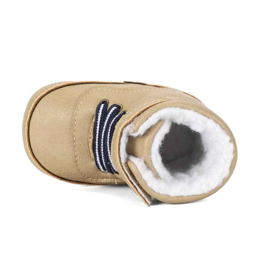LACOFIA Baby Boys Cowboy Winter Boots Toddler Non-Slip Laces Snow Boots
