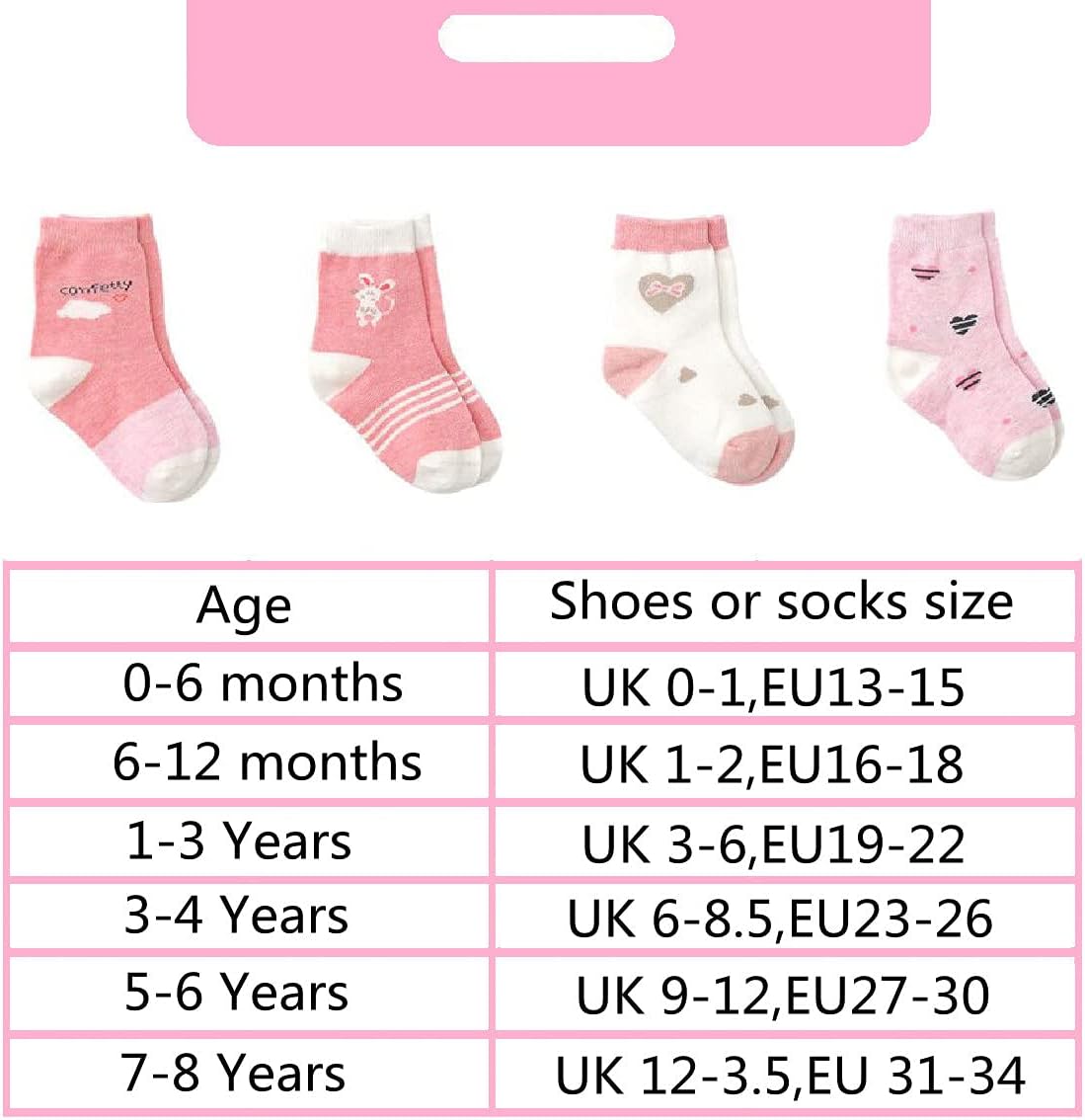 Rosa Baumwolle Baby Mädchen Socken,9 Paar Süß. Kleinkind Mä dchen Socken mit Griffen