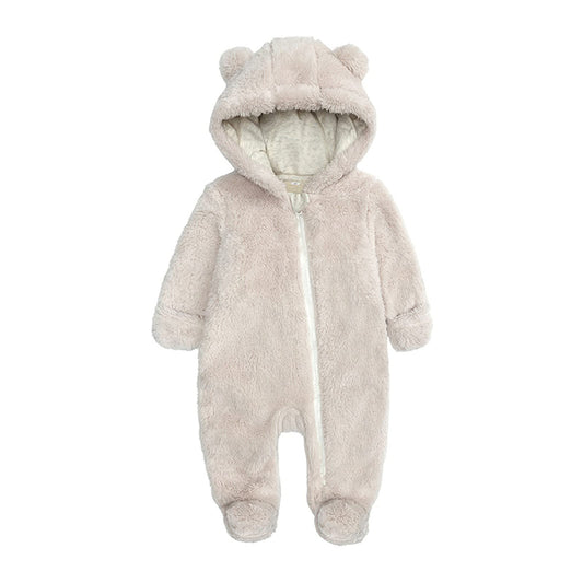 Baby Schneeanzüge Winter Overall mit Kapuze Winter Strampler Fleece Overall mit Fuß für Babys Neugeborene Kleinkind Mädchen Jungen Warmer Overall für 0-12 Monate