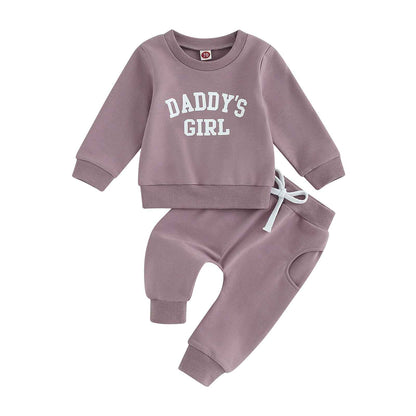 Baby Unisex Christmas 2-Piece Trousers Set Boys Girls Christmas Outfit Long Sleeve Gingerbread Daddy's Girl Letter Print Sweatshirt + Jogging Bottoms Christmas Outfit Set Christmas Streetwear
