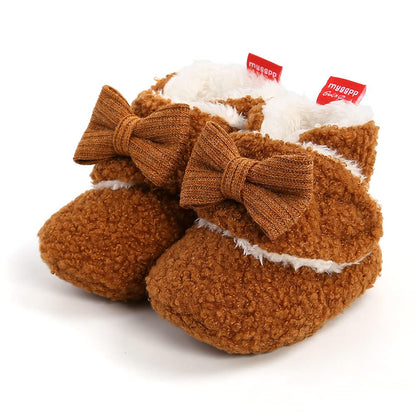 Sehfupoye Toddler Baby Boys Girls Cotton Booties Shoes Striped Soft Sole Newborn First Hiking Shoes Warm Fleece Boots 0-18M