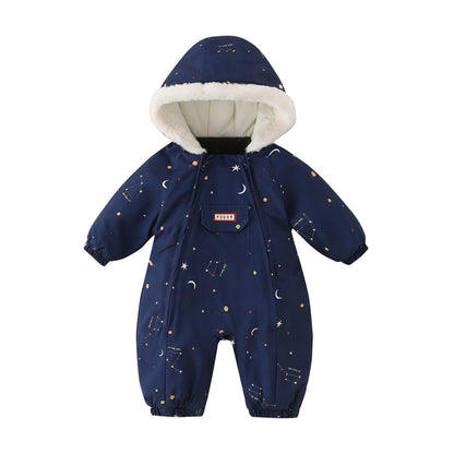 JiAmy Baby Snowsuit, Baby Boys Girls Winter Jumpsuit Romper Newborn Snow Overall for 0-24 Months