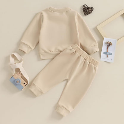 Baby Boys' Two-Piece Outfit, Long Sleeve Sweatshirt + Trousers, 2-Piece Set, Baby Clothing, 0-3 Years, Children's Outfit for Baby Boys 