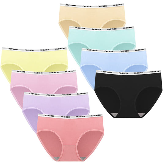 Sunvivid Teenage Girls Underwear Breathable Comfortable Briefs Waist Briefs Quick-drying Panties Children's Size 8-18 Years - 8 Pack 