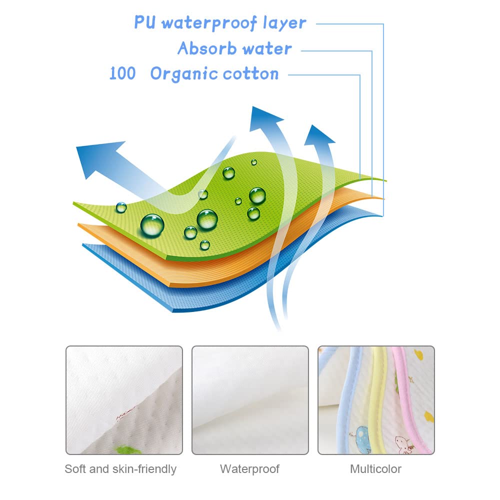 Vicloon Baby Bibs, 10 Pack Soft Absorbent and Waterproof Bibs Dribble Bibs Burp Cloths Baby with Snap Fastener for Baby Boys and Girls Toddlers 