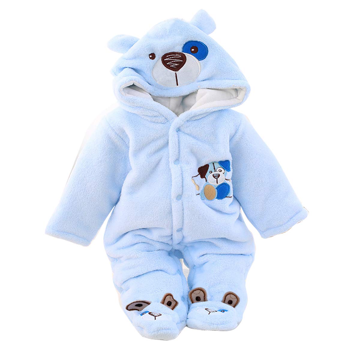 Gaorui Newborn Unisex Baby Winter Jumpsuit with Hood Romper Fleece Onesie All in One Snowsuit Outfits