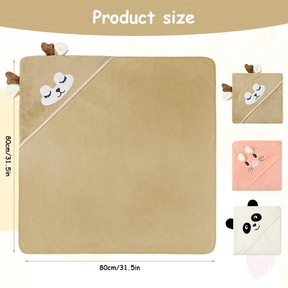 Aolso Hooded Towel Baby, 80 x 80 cm Baby Towel Hood, Baby Wash Cloth, Coral Fleece Baby Towel with Hood for Newborns, Soft and Super Absorbent, Unisex (Grey Elephant)