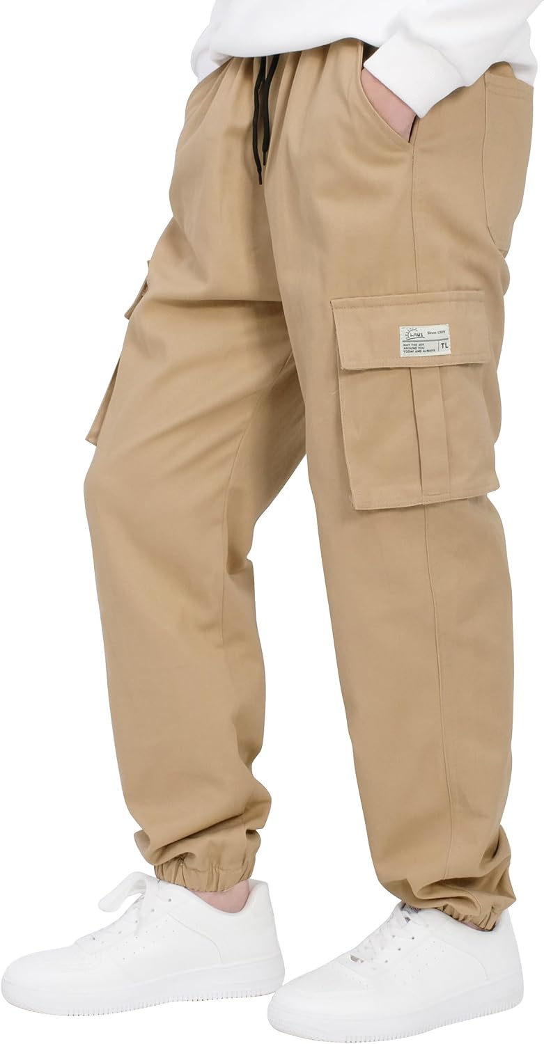 LAUSONS Pants for Boys Cargo Pants Children's Pants Cargo Jogging Pants Leisure Pants with Elastic Band 