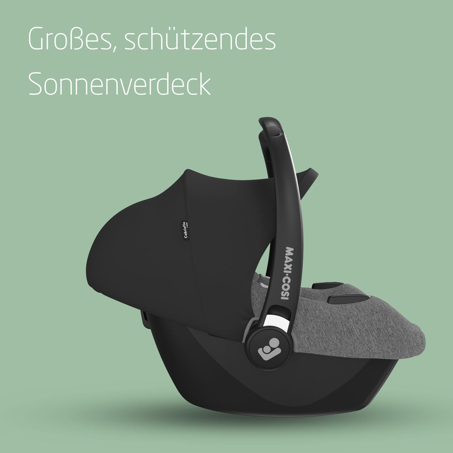 Maxi-Cosi CabrioFix i-Size, Babyschale, 0–12 Monate, max. 12 kg, leichter i-Size Kindersitz (3,2 kg), Sonnenverdeck, gepolsterter Sitz, für viele Maxi-Cosi Kinderwagen, Essential Green - Meloni2