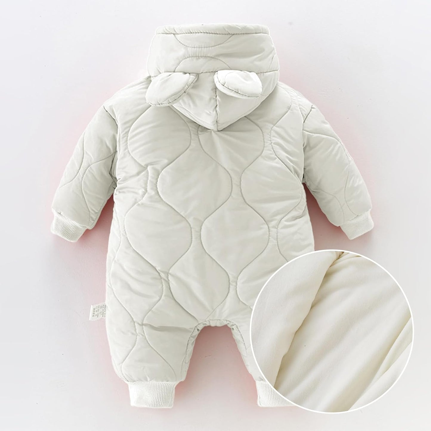 Minizone Baby Winter Jumpsuit with Hood, Romper Snowsuit Boys and Girls, Long-Sleeve Jumpsuit, Warm Outfits, Gift, 6-9 Months, 80 cm, Black