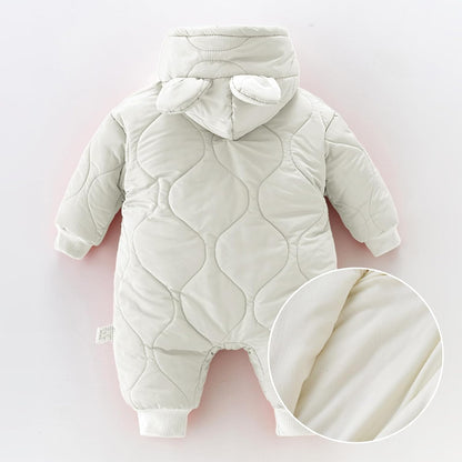 Minizone Baby Winter Jumpsuit with Hood, Romper Snowsuit Boys and Girls, Long-Sleeve Jumpsuit, Warm Outfits, Gift, 6-9 Months, 80 cm, Black
