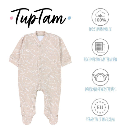 TupTam Baby Jungen Schlafstrampler Langarm Strampler Schlafanzug mit Fuß 3er Pack