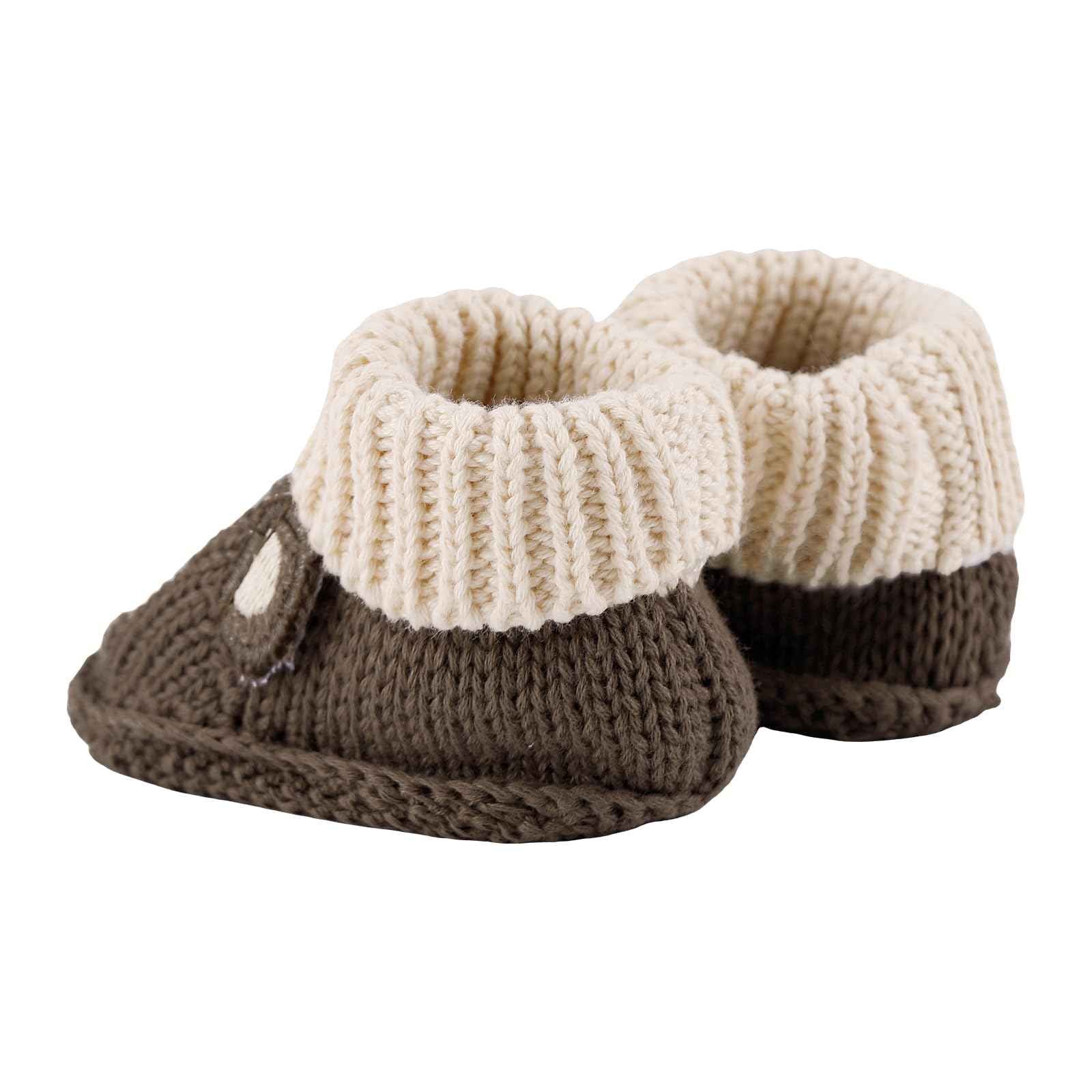 LACOFIA 2 Pairs Newborn Knitted Baby Shoes Soft Baby Boys Girls Ankle Boots 0-3 Months