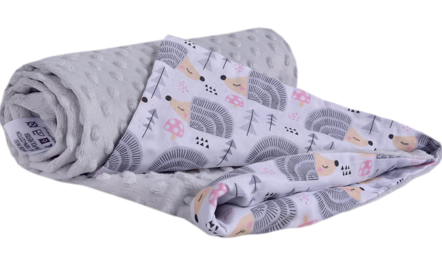 Medi Partners Babydecken Baby 100% Baumwolle Krabbeldecke Babydecke 75x100cm doppelseitig Kinderbett Minky Kuscheldecke Kinderwagen (REH mit grauem Minky)