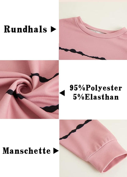 Haloumoning Sweatshirt Mädchen Streifen Rundhalsausschnitt Kinder Pullover Casual Langarm Tops