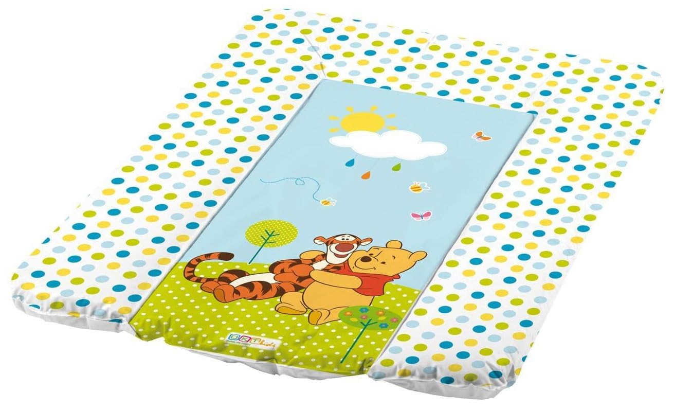 KiNDERWELT Premium Wickelauflage, wasserdichte Wickelunterlage mit Hippo, 50x70 cm, abwaschbare Wickeltischauflage in Weiß, leicht zu tragen, erhöhter Liegekomfort