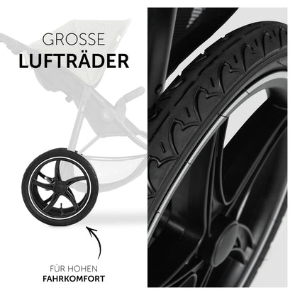 Hauck Runner, Schwarz/Neongelb - Robuster All-Terrain-Pugchair mit Regenschutz, XL Pneumatische Lufträder, verstellbare Rückenlehne von Geburt bis zu 22 kg, höhenverstellbarer Griff, XL Mesh-Fenster