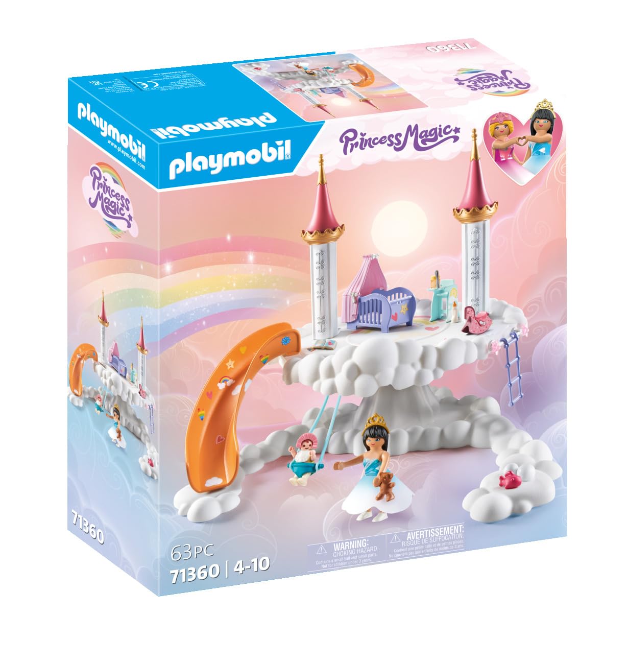 PLAYMOBIL Princess Magic 71360 Heavenly Baby Cloud, Magic Nursery in the Clouds, Includes Baby Cradle, Rocking Horse, Teddy Bear and More, Toy for Children from 4 Years