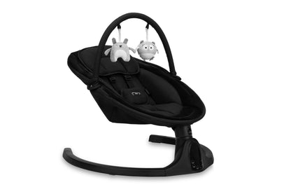 MoMi KENANI baby bouncer for children up to 9 kg, foldable, with remote control &amp; Bluetooth for connecting to a smartphone, battery or power connection, with 5-point safety belt, sun protection, insect net 