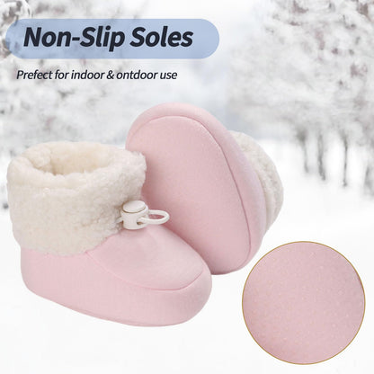 Baby Winter Shoes Warm Baby Shoes Winter Non-Slip Adjustable Newborn Snow Shoes First Walking Shoes Lined Thermal Fleece Crawling Shoes Slippers Winter Boots 0-18 Months
