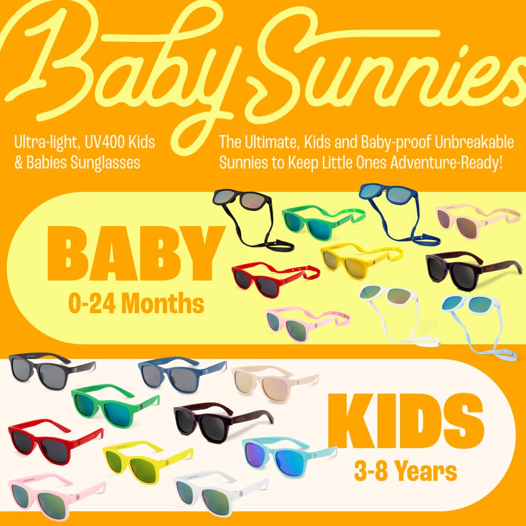 Polarized Baby Sunglasses with Strap - Unbreakable Flexible Toddler Sunglasses for Toddlers Newborn 0-24 Months