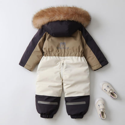 linboo Snowsuit Baby Romper Children Boys Jumpsuit Ski Suit Jumpsuit with Hood Girls One Piece Down Jacket Lined Winter Snow Overall