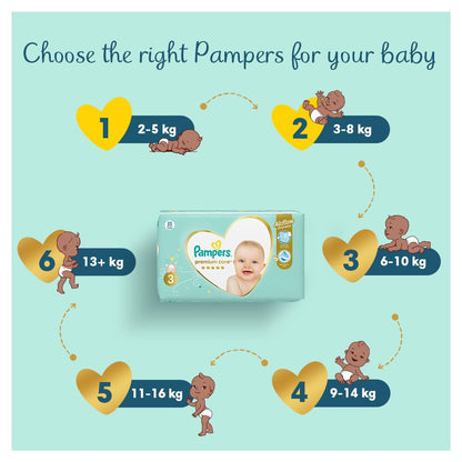 Pampers Pampers Premium Care Nappies Size 0 (<3 kg), Pack of 30, Best Comfort and Protection for Sensitive Skin (Pack of 3)