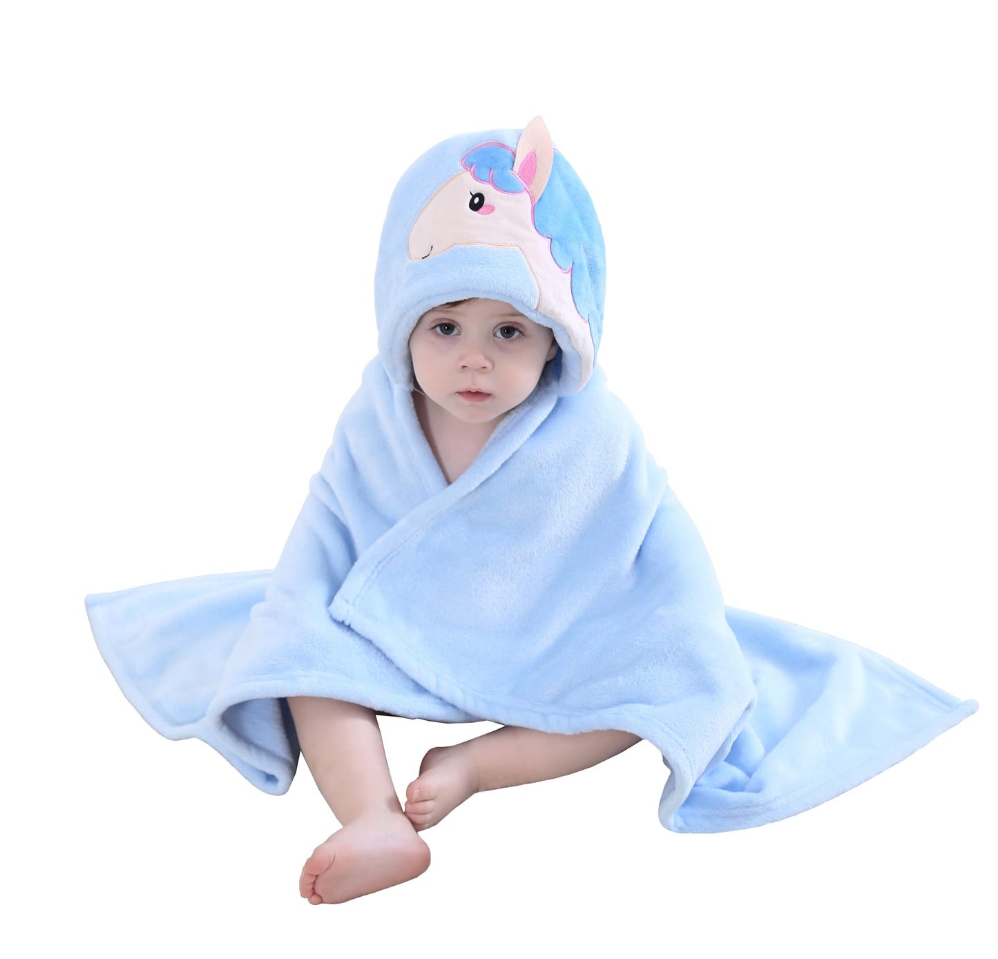 Doladola Baby Decke Babys Tier Design，Flanell Kinder Decke Kapuzenhandtuch für Mädchen und Jungen，Baby Kapuze Badeponcho Kinder Warm（gelbe Ente）