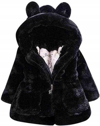 Angel ZYJ Girls' Fur Coat Winter Jacket Faux Fur Jacket Baby Girls Autumn Winter Coat Warm Jacket with Hood Wool Coat Hooded Jacket