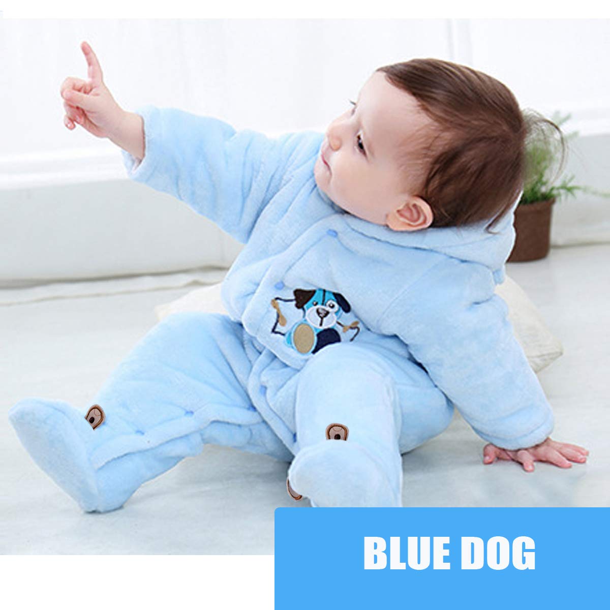 Gaorui Newborn Unisex Baby Winter Jumpsuit with Hood Romper Fleece Onesie All in One Snowsuit Outfits