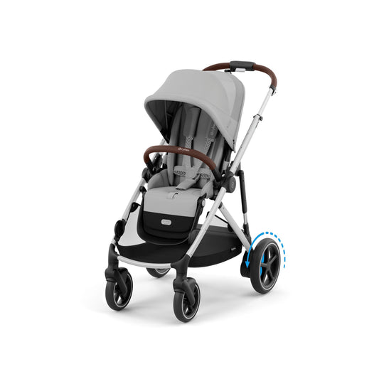 CYBEX Gold Kinderwagen e-GAZELLE S, Ab Geburt bis ca. 4 Jahre, Max. 22 kg (Single-Modus) / 2x 22 kg (Duo-Modus), All-in-1-System mit E-Antrieb und 20+ Konfigurationen, Stone Grey